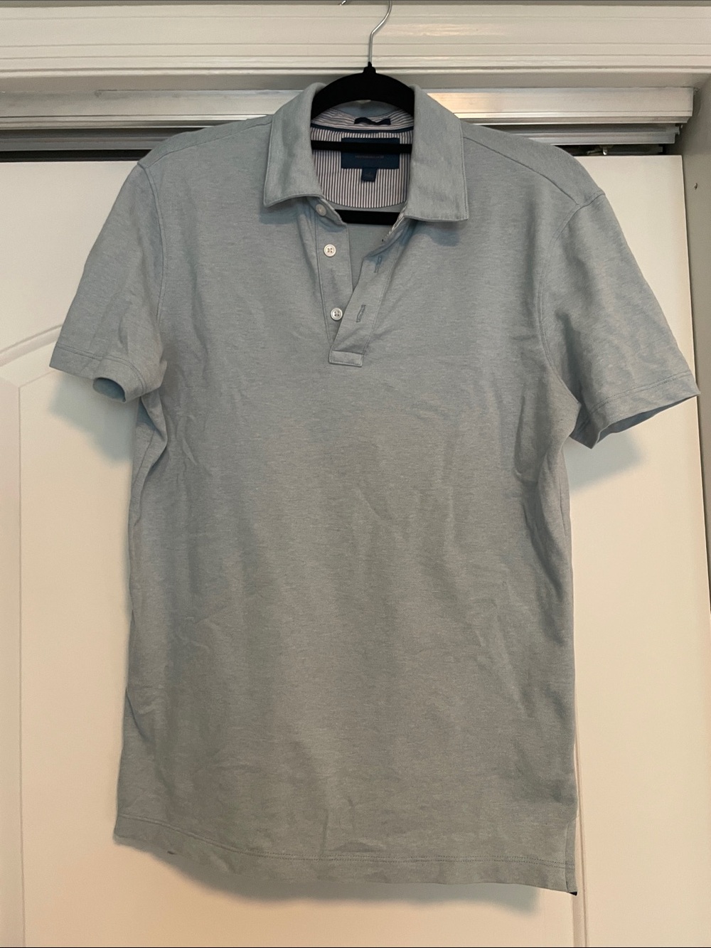 Men's Light Blue Polo Shirt with Contrast Trim Collar